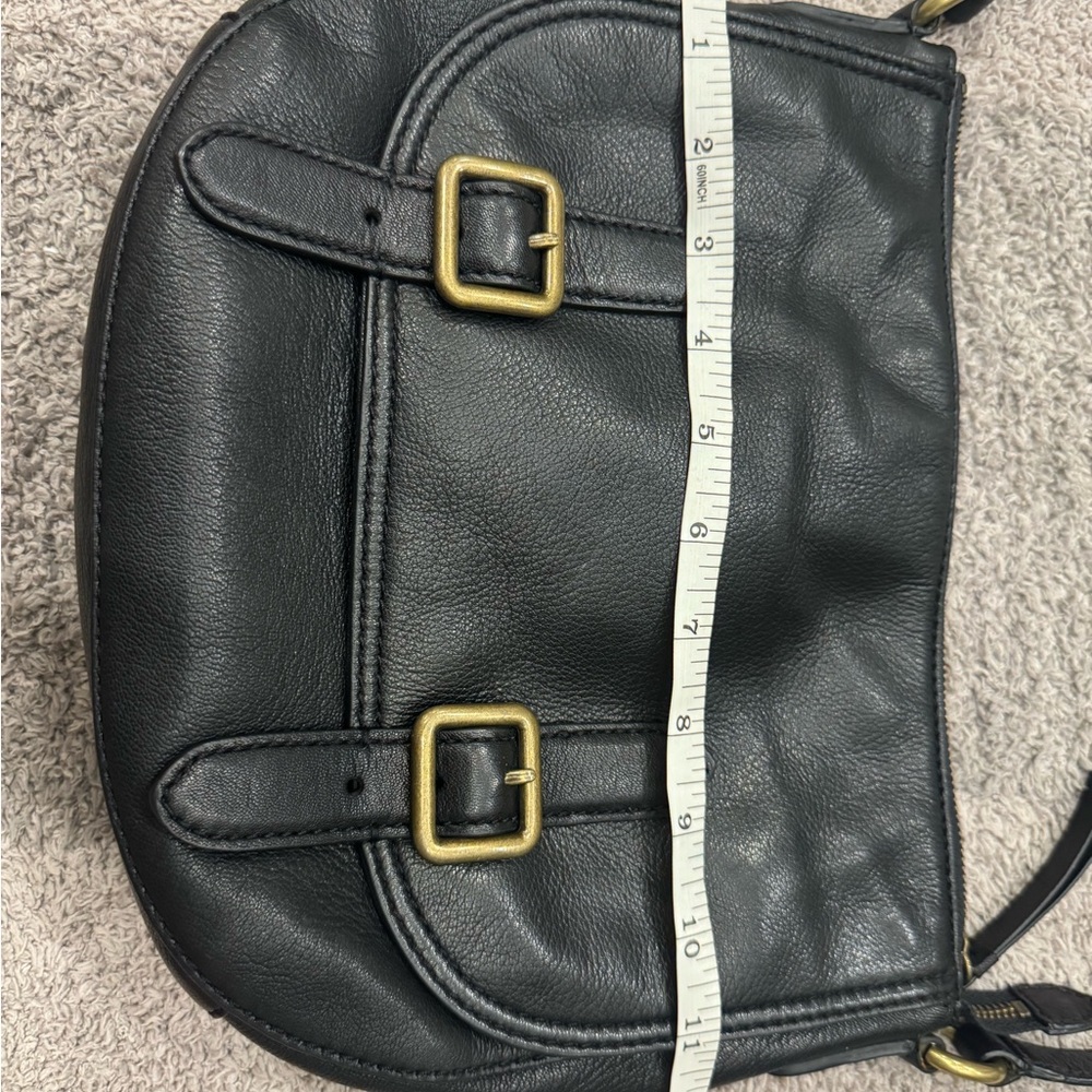 Frye Black Leather Crossbody Bag with Gold Buckles - Picture 8 of 12